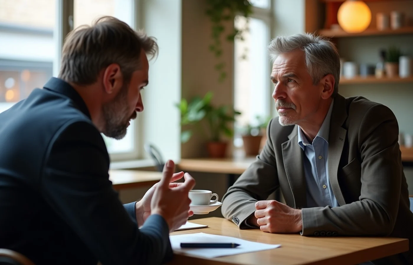 An interview-like exchange often signals an unbalanced conversation - supporting editorial photograph