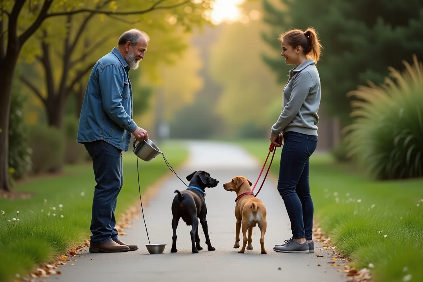 When the dog walk becomes an actual conversation - supporting editorial photograph